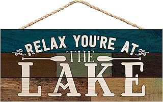 Relax You're at The Lake Canoe Paddles Wood Plank Design Hanging Sign 12"x6"