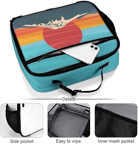 Miniatura 5 de Lonchera reutilizable de montaña, bolsa de almuerzo aislada, bolsa enfriadora, lonchera para comida y alimentos, bolsa de mano para mujeres, niños,