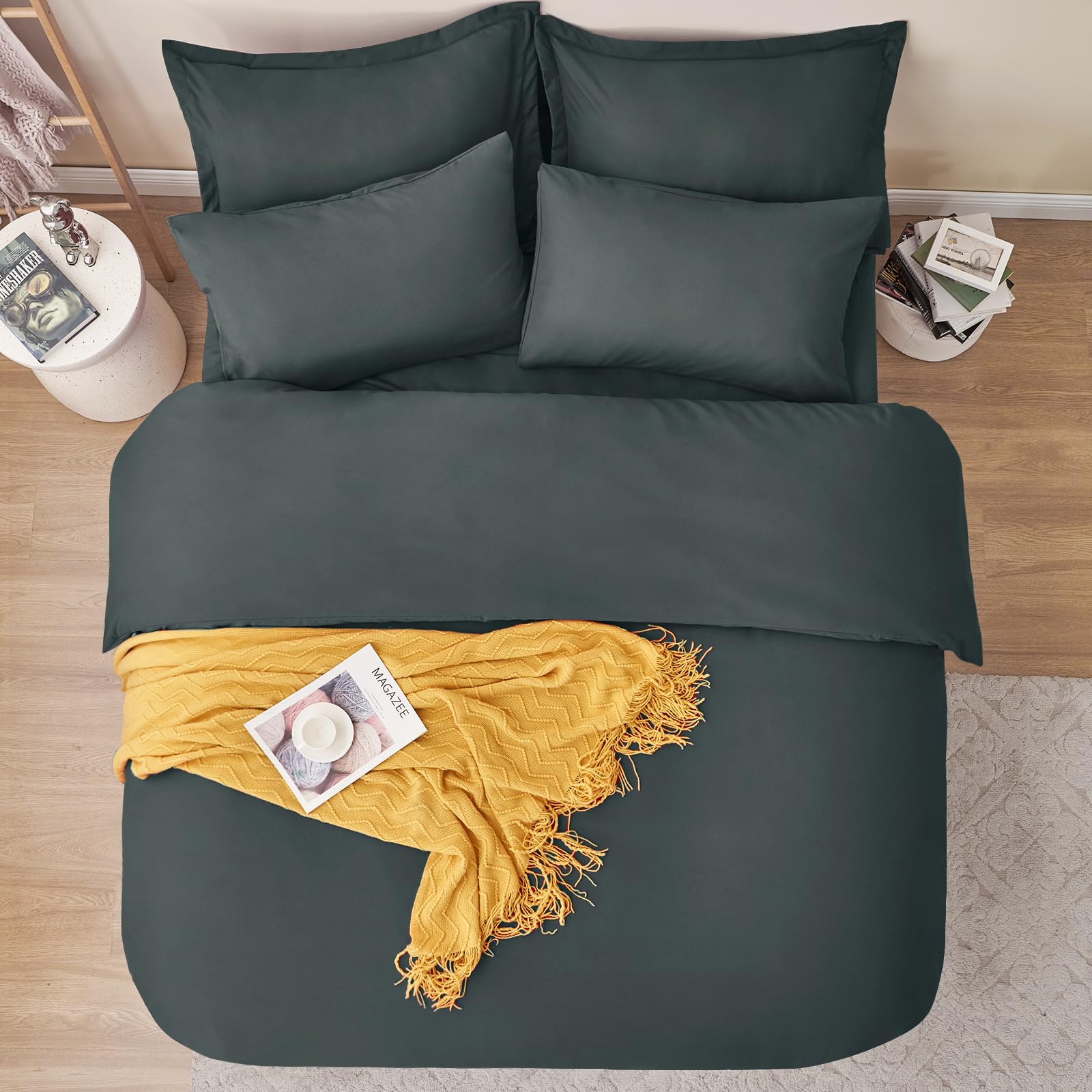 RUIKASI Set Copripiumino Matrimoniale 250x200 - Monocromatico 3 Pezzi Copripiumino Set di Due Federe 50x80 cm inclusi, Microfibra, Facile Da Gestire e Morbida, Grigio Scuro