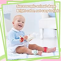 Vista 6 de 4 piezas de sonajeros de muñeca con patrón de animales para recién nacidos, juguete para bebés de 0 a 12 meses, regalos de cumpleaños, juguetes