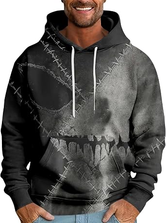 Halloween Hooded Sweatshirt for Men Funny Print Hoodies Scary Halloween Costumes