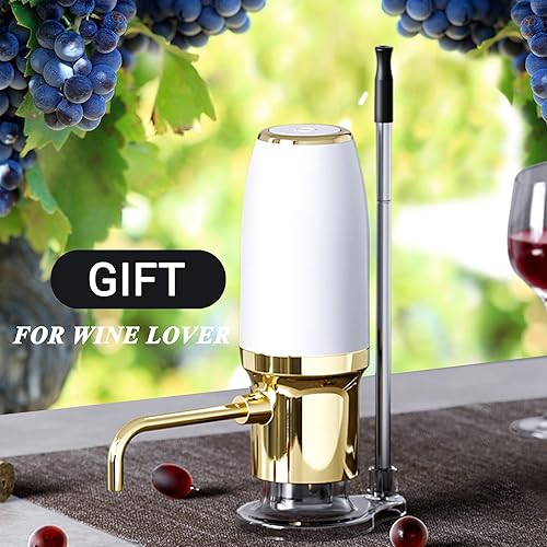 Miniatura 6 de JOQINEER Aireador eléctrico de vino vertedor dispensador de vino automático con boquilla recargable por USB, decantador de vino eléctrico y vertedor
