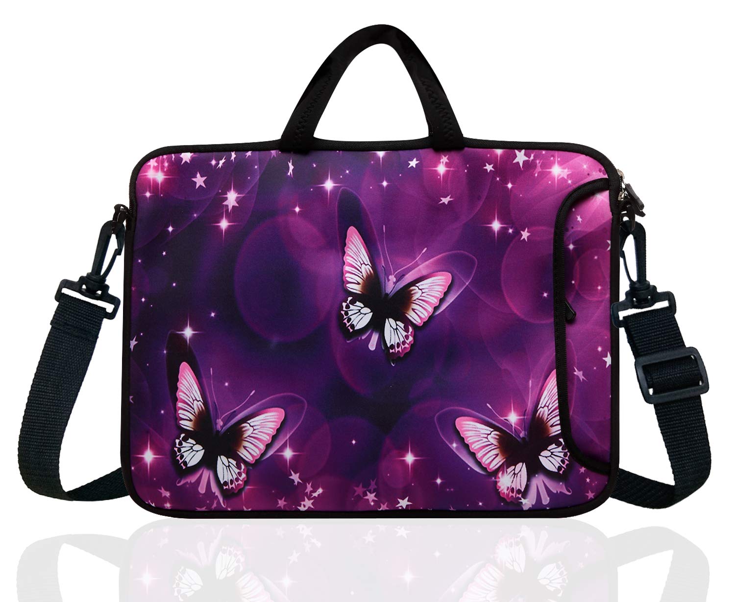 17-Inch to 17.3-Inch Neoprene Laptop Shoulder Messenger Bag Case Sleeve For 16 16.5 17 17.3" Inch Acer/Asus/Dell/Lenovo/HP/Macbook (Butterfly)