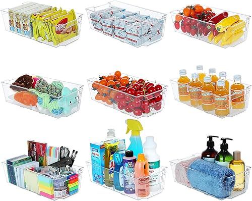 HERKKA Contenedor organizador de almacenamiento de plástico con separadores para baño despensa armario de cocina nevera oficina y organización del