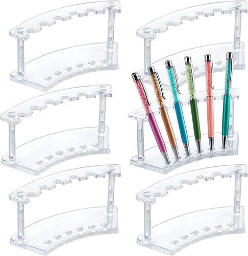 Miniatura 1 de MOLIGOU Soporte de exhibición de 6 piezas, soporte de plástico para bolígrafos de 6 ranuras, estante de exhibición de bolígrafo transparente para