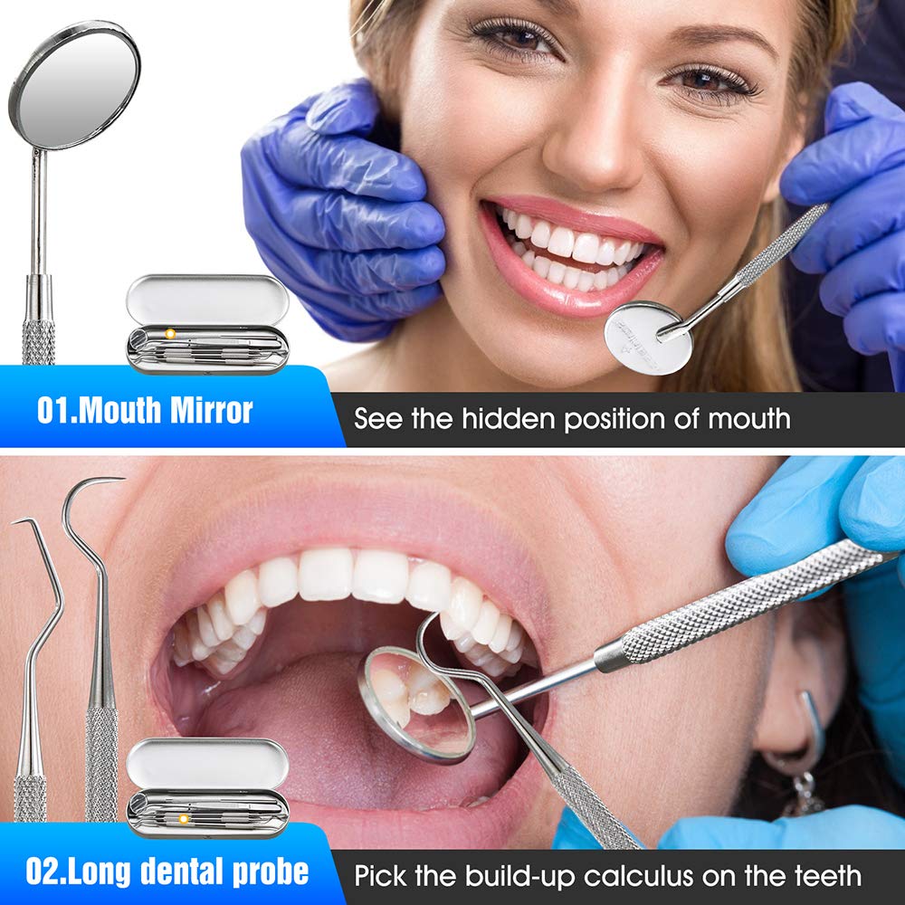 HANNEA 5 Pcs Dental Kit, Stainless Steel Teeth Cleaning Tools, Storage Box 2