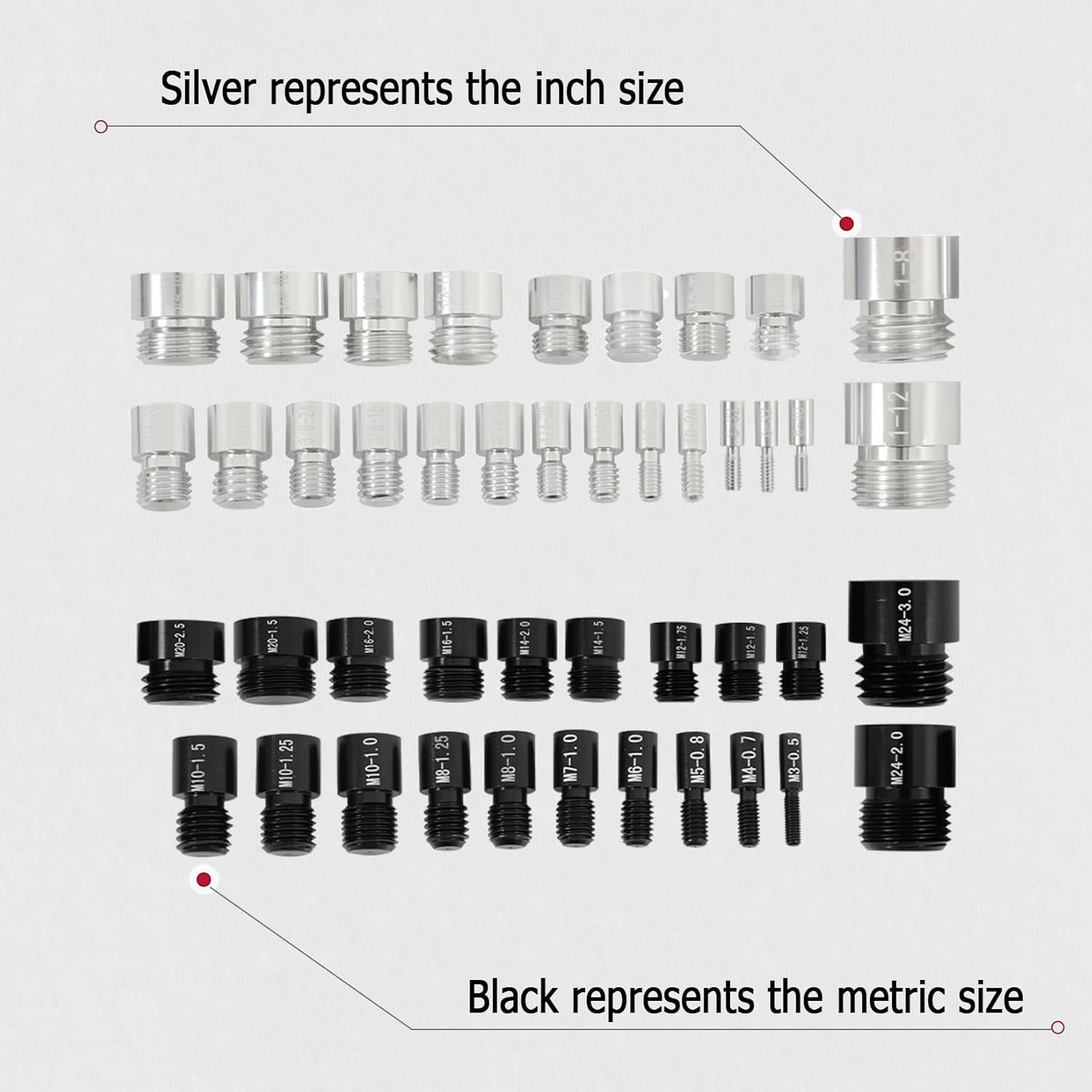 findmall 44 PCS Nut and Bolt Gauges - 23 Inch & 21 Metric - Aluminum - Easy to Use Thread Checker