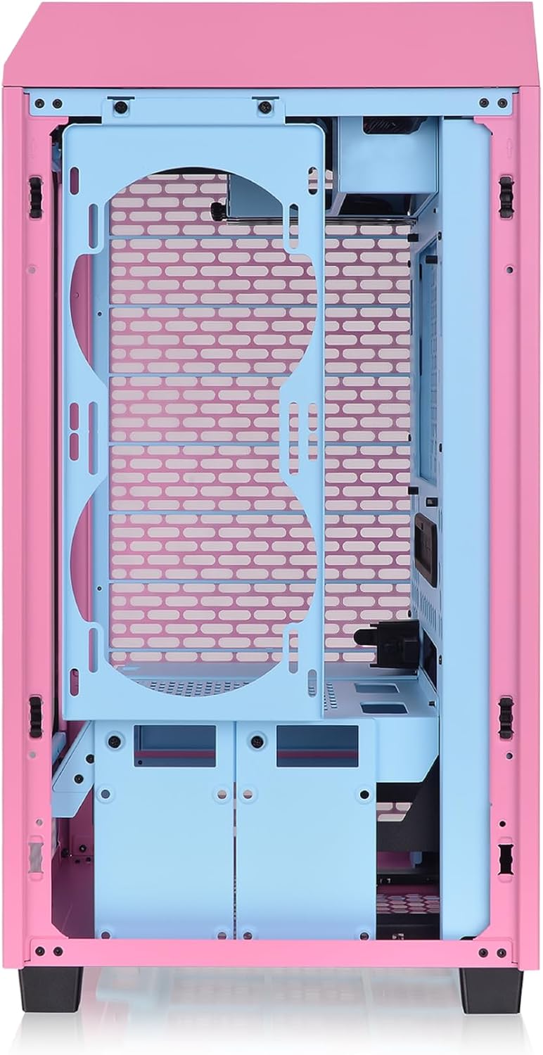 Thermaltake Tower 200 Mini-ITX Computer Case; 2x140mm Pre-Installed CT140 Fans; Supports GPU Length Up to 380mm; CA-1X9-00SAWN-00; Bubble Pink; 3 Year Warranty - 4