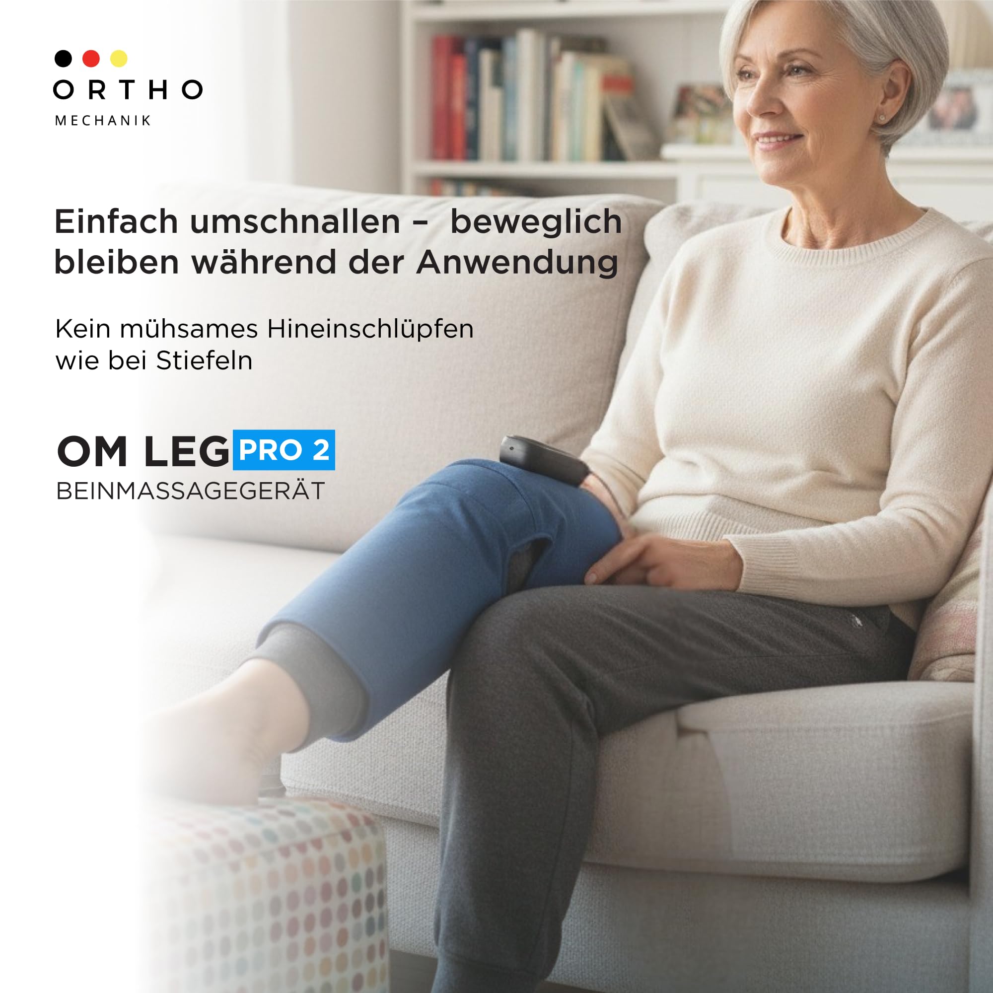 Leg Pro 2 von Orthomechanik – Kabelloses Beinmassagegerät mit Luftkompression, Wärme & Vibration | Tragbar & leicht umschnallbar – für entspannte Beine, Erholung & mehr Wohlbefinden