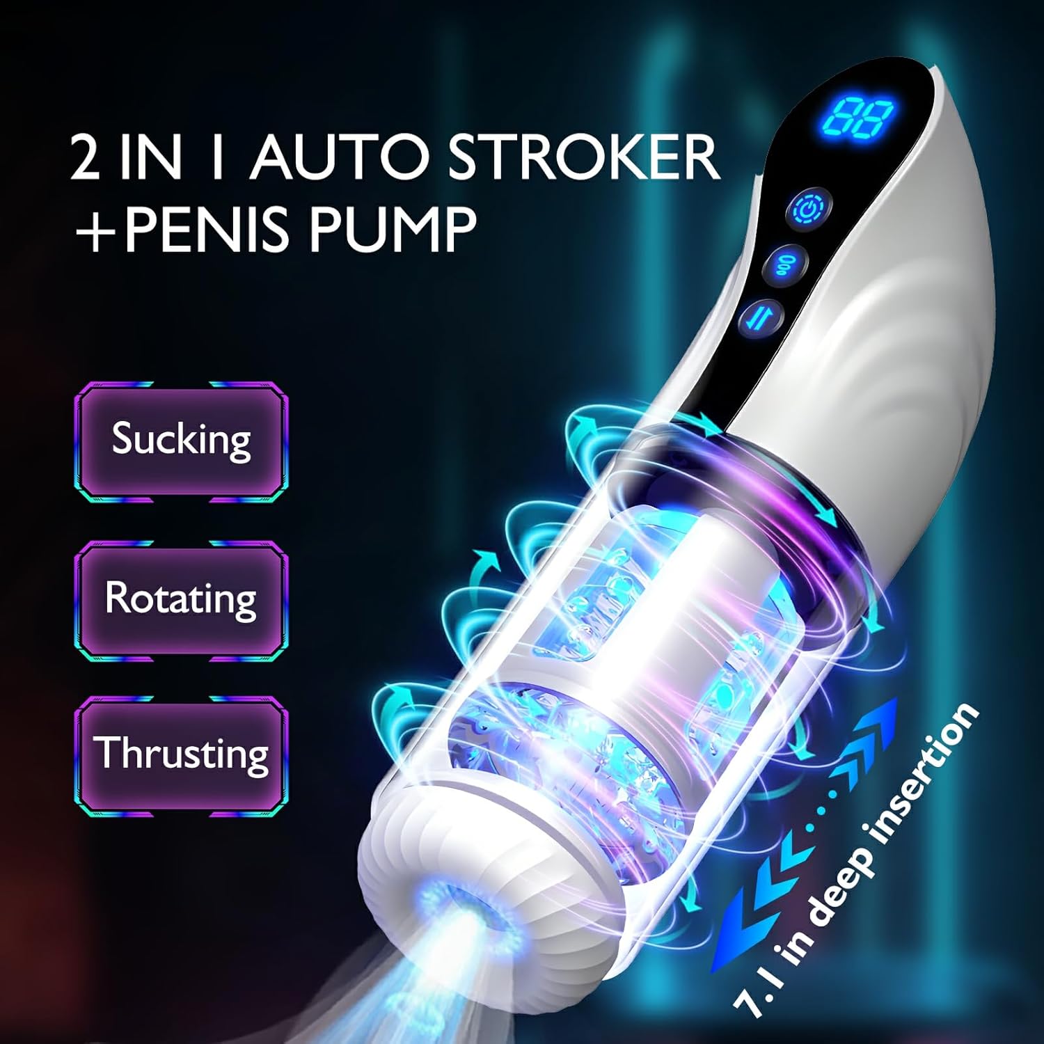 Blowjob Machine with 9 Suction & Thrusting & Roation Modes Sucking Blowjobsex Simulator Clear Pocket Pussy Electric Male Masturbator Penis Sucking Vacuum Pump Automatic Dick Pleasure Sex Toys for Men