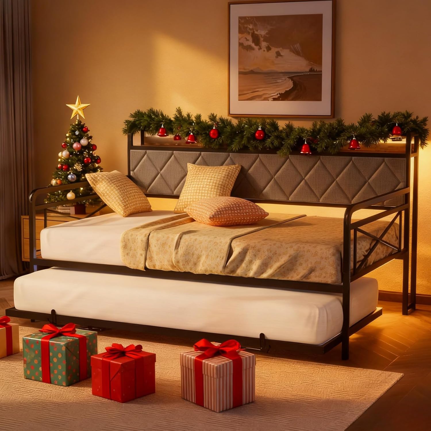 VINGLI Full Daybed with Trundle Bed