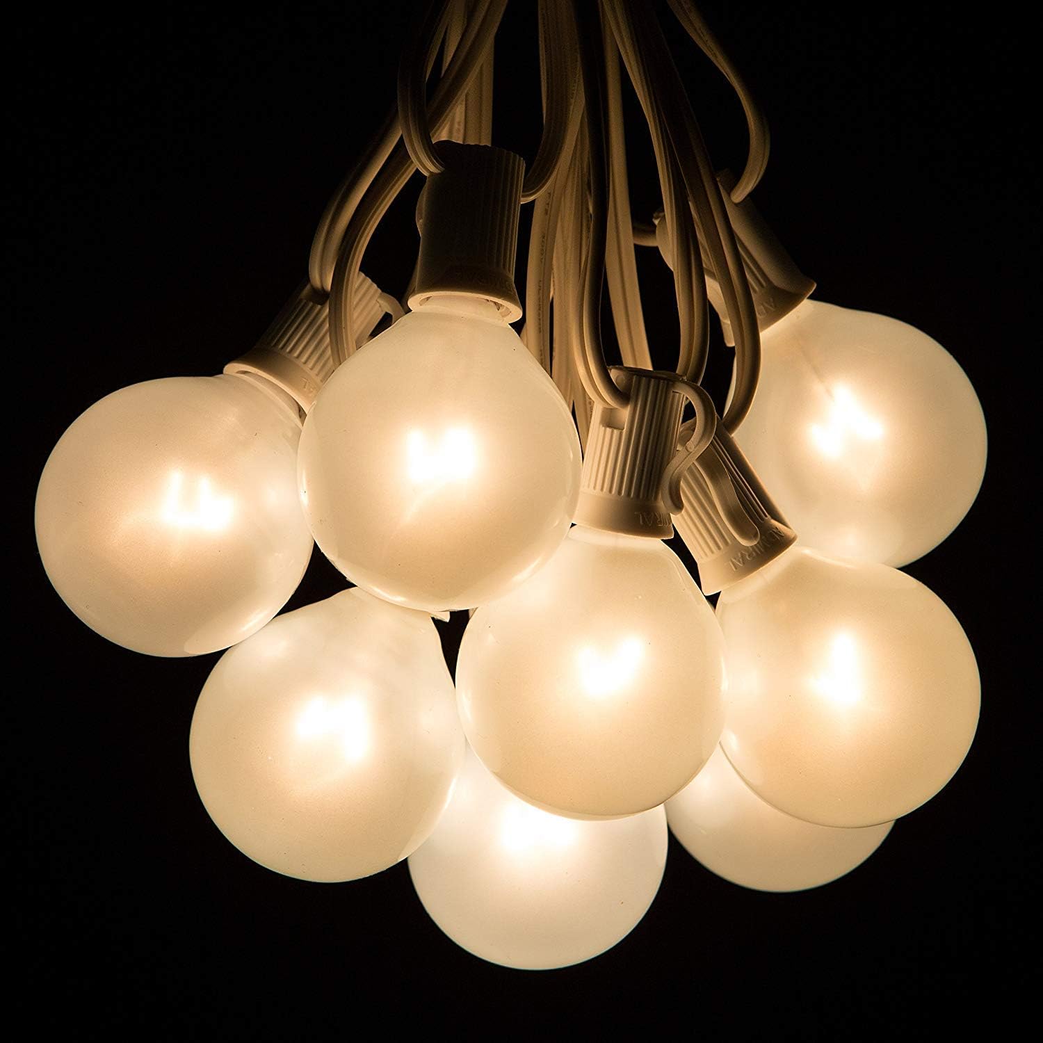 25FT Outdoor String Lights, G40 Frosted White Globe String Lights with 27 Warm White Bulbs, Hanging Patio Lights UL Listed for Indoor Outdoor Backyard Garden Wedding Party Cafe Christmas Decorations image 3