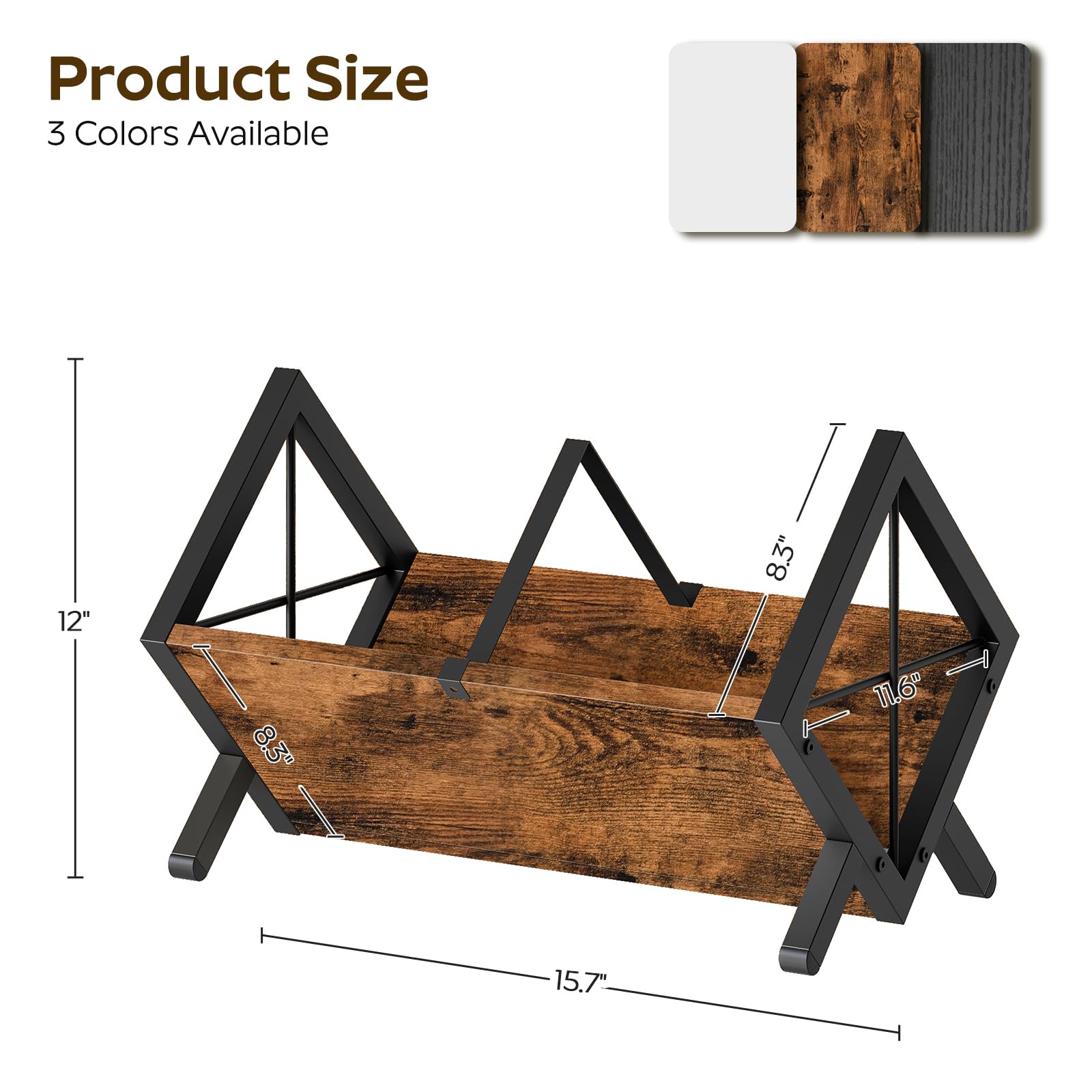 YATINEY Supporto per dischi in vinile, può contenere dischi da 80 a 100 LP, display in legno e metallo, organizer per dischi in vinile da montare rapidamente, per CD, libri, album, marrone rustico e