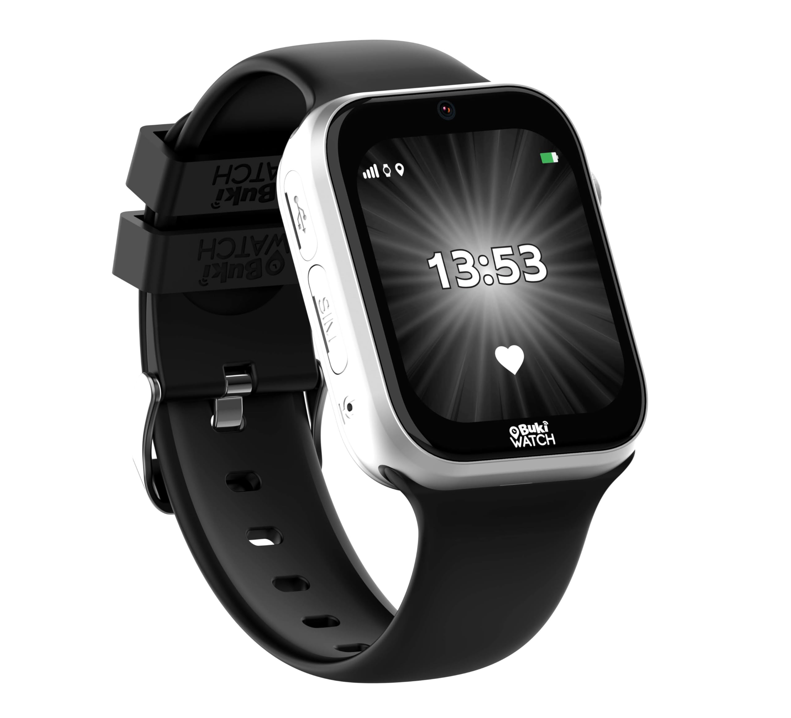 Smartwatch dla dzieci z dołączoną kartą SIM - połączenia, GPS, SOS, wideo, wodoodporny, kontrola rodzicielska za pomocą aplikacji - 2 paski - od 8 lat - gotowy do pracy - zegarek BUKI - FIB01