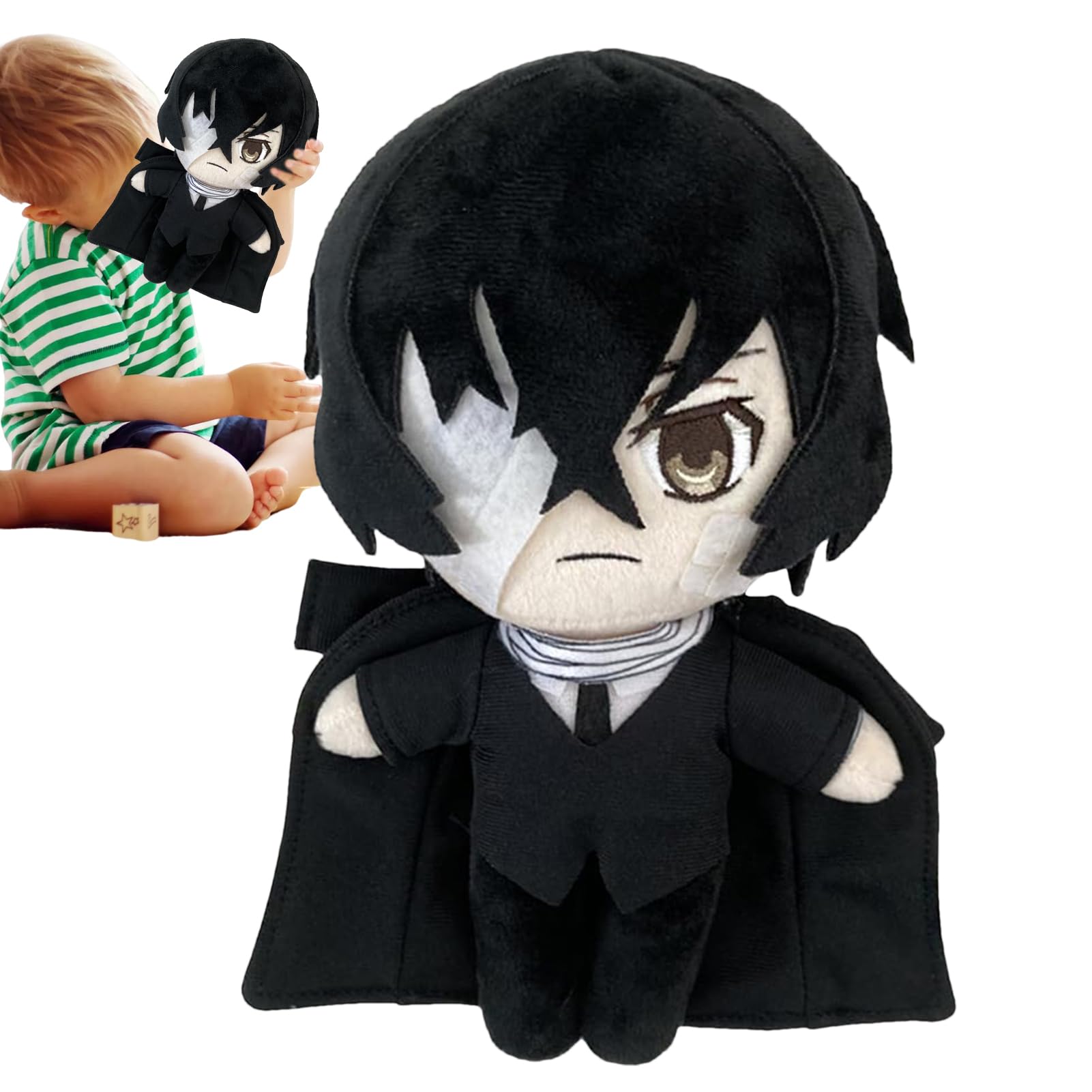 Oriotan Dazai Plush | Anime Cushion Dazai Osamu Cosplay Stuffed Figures,Tongyundacheng Bungo Stray Dogs Soft Cushion Cute Characters Throw Pillow Home Decoration for Fans