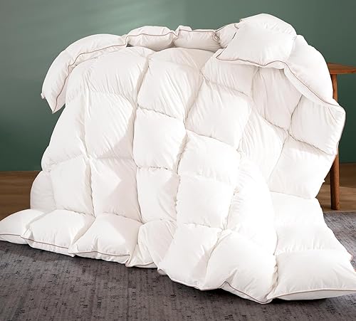 Miniatura 4 de Edredón de fibra de plumón tamaño King  Relleno de edredón blanco esponjoso para todas las estaciones, ropa de cama alternativa ligera y cálida,