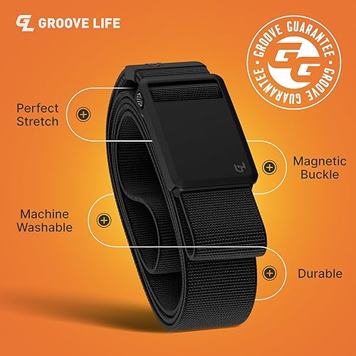 Miniatura 2 de Groove Life Groove Belt Ultra - Cinturón de golf para hombre, elástico, hebilla magnética, ajustable, cómodo, golf