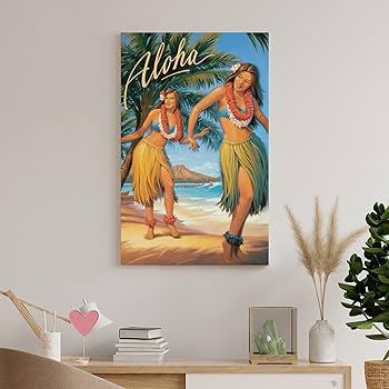 フラダンス　ハワイ　絵画　絵　水彩画　インテリア　ポスター フラダンス ハワイ 絵画 絵 水彩画 インテリア ポスター