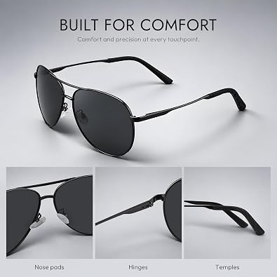 Eiuizah Polarized Aviator Sunglasses for Men Women- Classic Sun Glasses for Driving Fishing with UV Protection