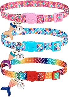 PUPTECK Cat Collar Breakaway with Bells, Kitten Outfit | 3 Pack Adjustable for Girl Boy Small Pet Puppy Bunny, Cute Costume Accessory with Safety Buckle