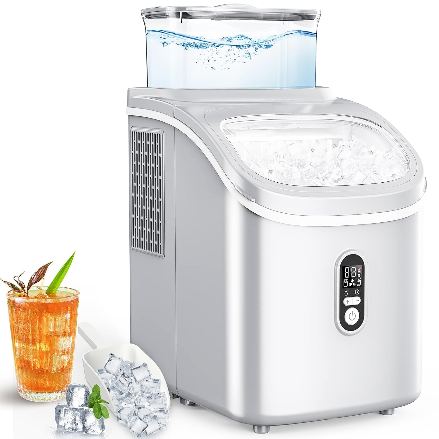 COWSAR Ice Makers Countertop, Portable Ice Maker Machine with Self-Cleaning, 26.5lbs/24Hrs, 6 Mins/9 Pcs Bullet Ice, Ice Scoop and Basket, Handheld Ice Maker for Kitchen/Home/Office/Party | Fridge.com