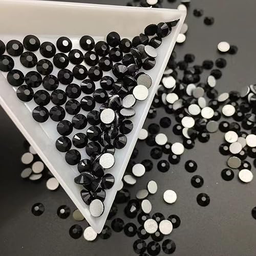 Miniatura 6 de Ely D 1440 diamantes de imitación de cristal negros con parte trasera plana gemas redondas piedras preciosas sueltas de vidrio SS08 0098in para