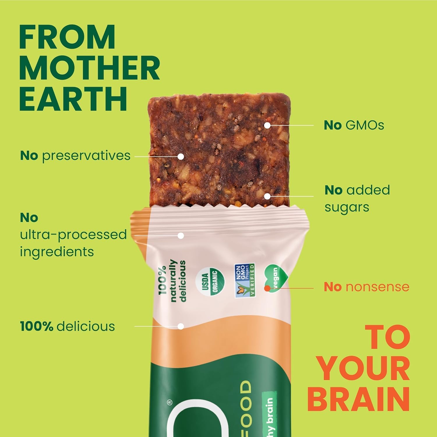 iMind Brain Food Snack Bar – Original Nut Free Bar – Non-GMO, Plant Based Healthy Snacks with Organic Ingredients – Vegan, Dairy-Free Superfood Total Brain Health for Adults & Kids 12 Pack