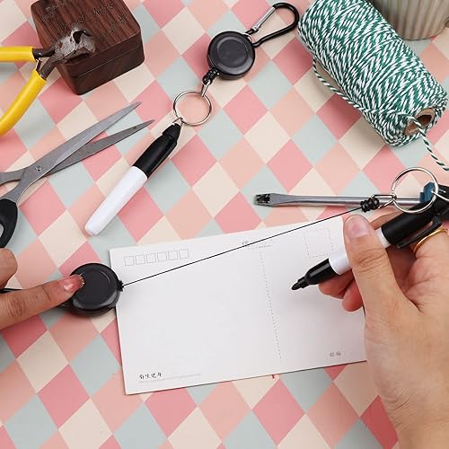 Miniatura 4 de 32 mini marcadores permanentes con clips de tapa, carrete retráctil, bola de golf, marcadores de borrado en seco con gancho triangular, clips de