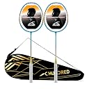 Hundred Carbotek 1000 Badminton Rackets (Pack of 2) | Superlight Head-Heavy Racket for Smash Power | Slim Shaft, Carbon Graphite Shaft & Curve² Frame for Better Sweet Spot (Blue/Yellow) gallery image