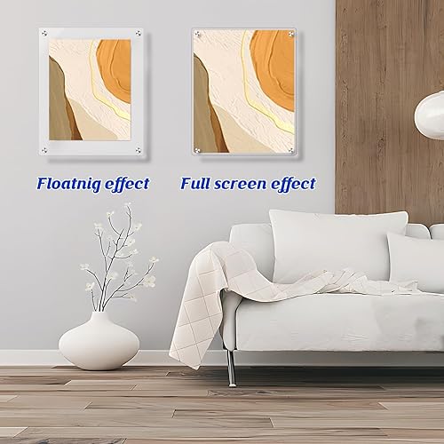 Miniatura 3 de JUOIFIP Paquete de 2 marcos de fotos flotantes de acrílico de 8.5 x 11 pulgadas para montaje en pared, marco de fotos magnético transparente para