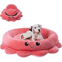 Jiupety Cute Calming Dog Beds Clearance for Medium Small Dogs, Anxiety Bolster Dog Bed with Octopus Shape, Grey, M, Boho, Round Pet Bed Cat with Removable Cushion