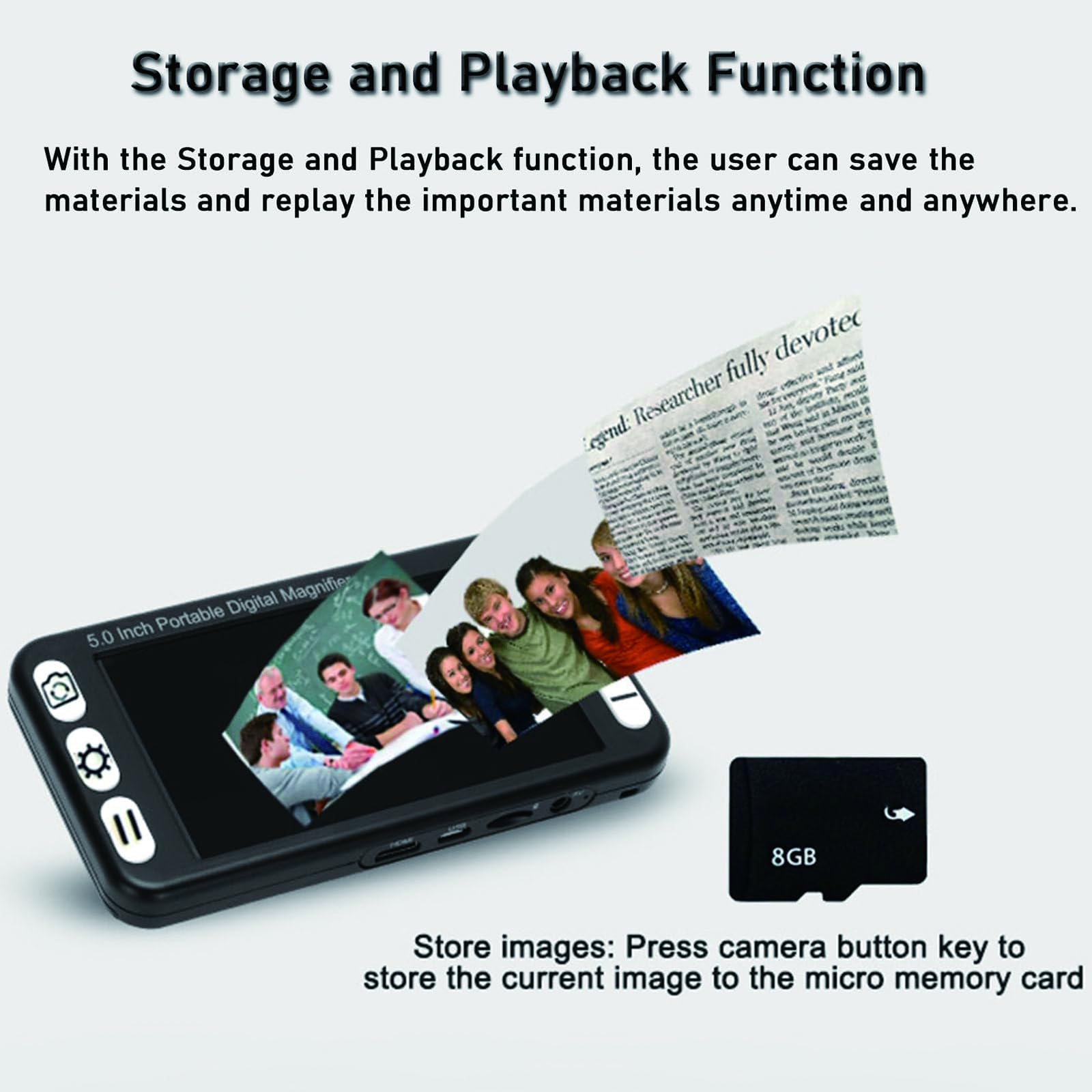 Lupa Digital Portátil De 5 Pulgadas – Ayuda Electrónica De Lectura para Baja Visión, Aumento HD 2X–48X, 26 Modos De Color, Salida HDMI, para Personas Mayores Y con Discapacidad Visual