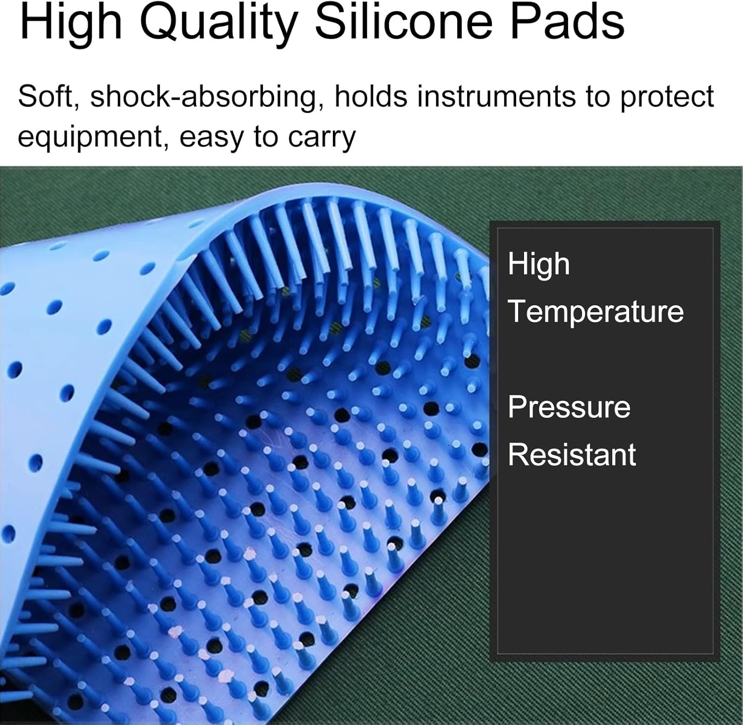 Medical Surgical Tray With Silicone Pad, Aluminum Sterilization Case For Instruments, High Temperature And Pressure Resistance(Double decker 14.6in*8.7in*3.9in)