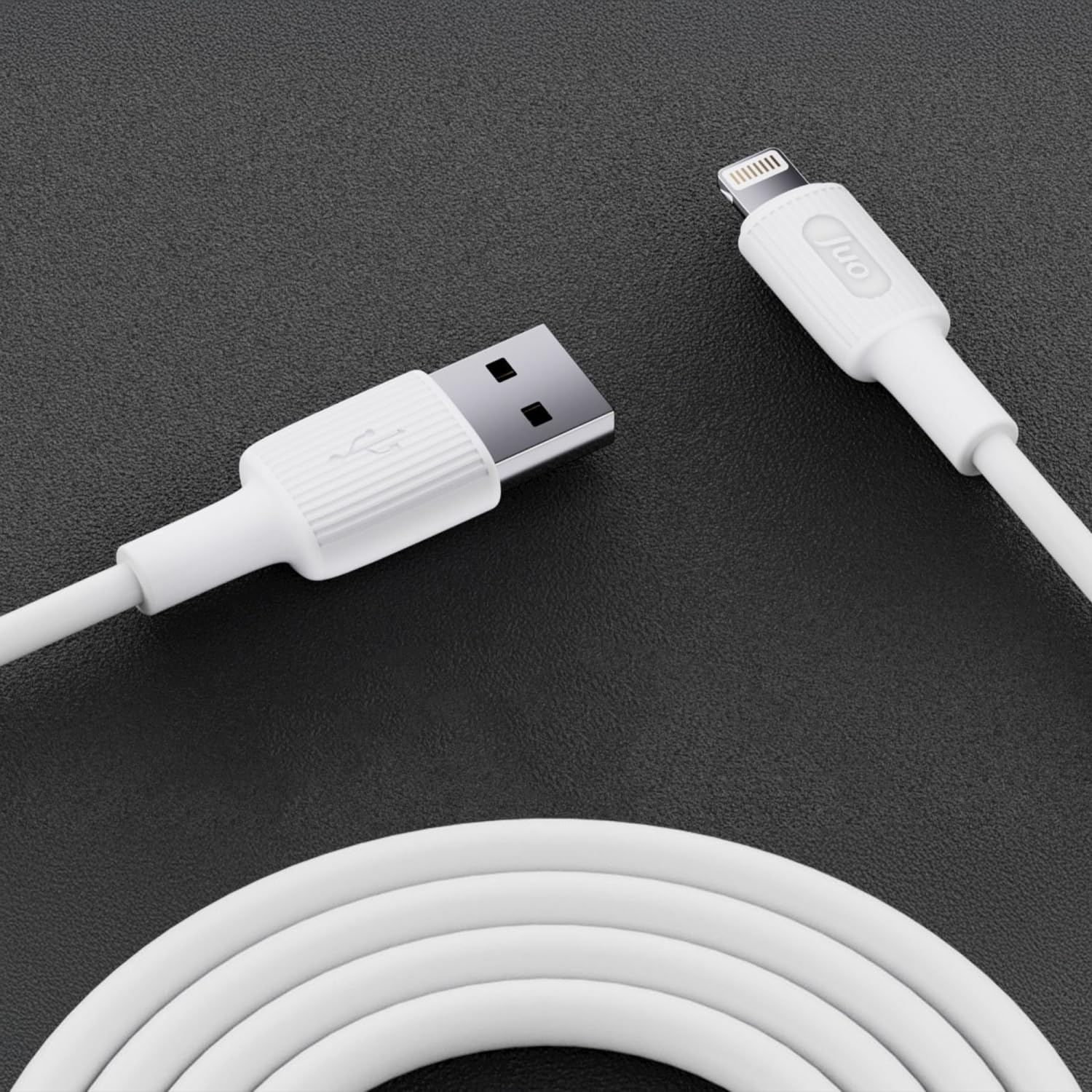 Juo 12W 2.4A USB-A to Lightning iPhone iPad ile Uyumlu Silikon Hızlı Şarj ve Data Kablosu Beyaz 1 Metre