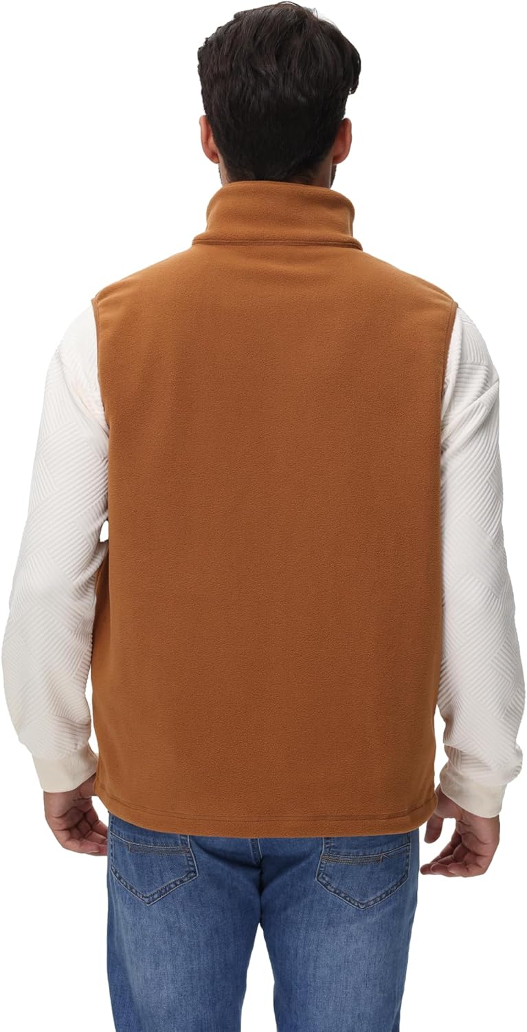 Mlgaril Men's Fleece Vest Full Zip Polar Fleece Sleeveless Jacket Lightweight Outerwear Golf Vests with Zipper Pockets - Image 6
