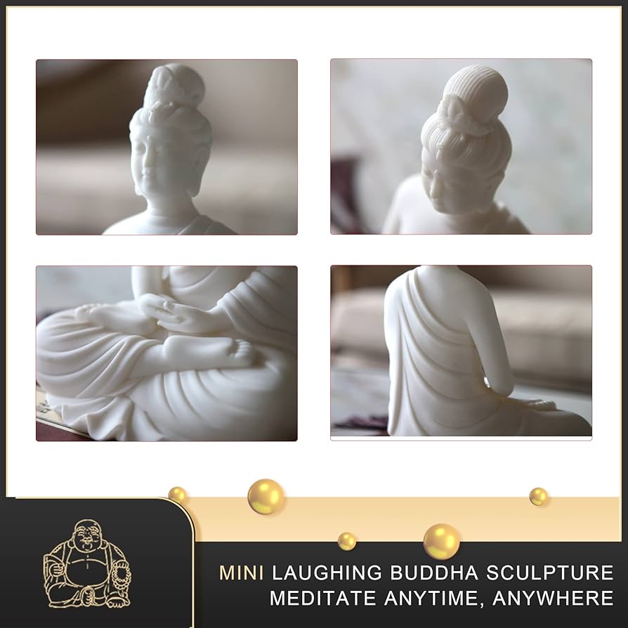 Amazon｜禅定 ブッダ 仏陀 18*13*23.5cm, 白いセラミックぶつ