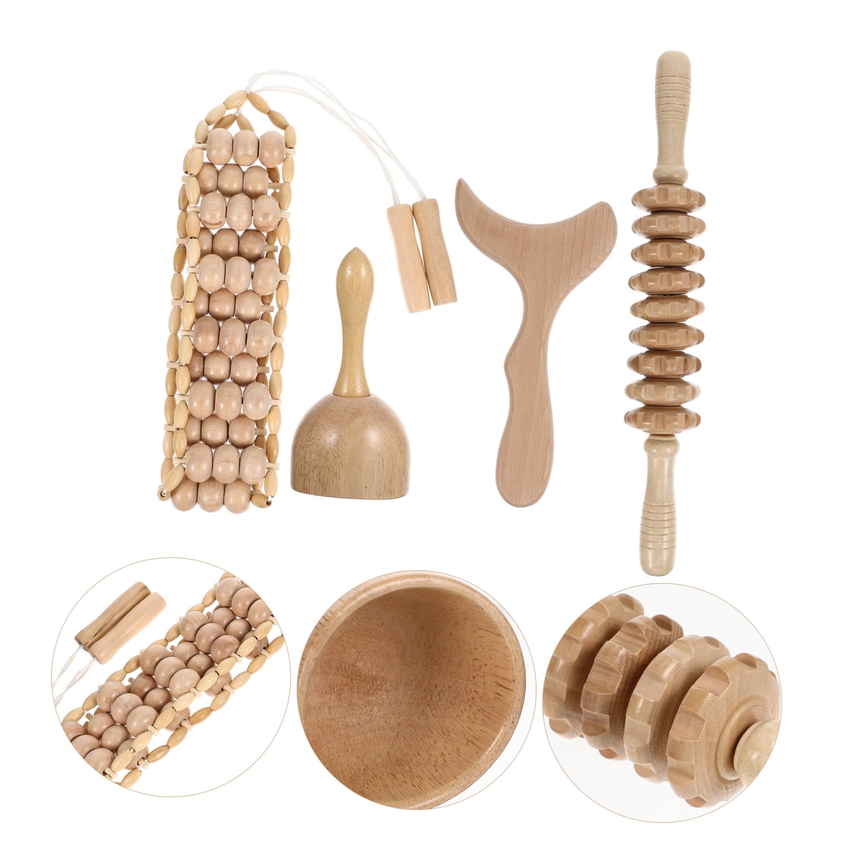 Tabla de Raspado Gua Sha de Madera, Juego de 4 Piezas para Masaje Corporal | Madera Natural, Diseño Simple y Ligero, Uso Doméstico, para Masaje y Cuidado Corporal, Formato Práctico
