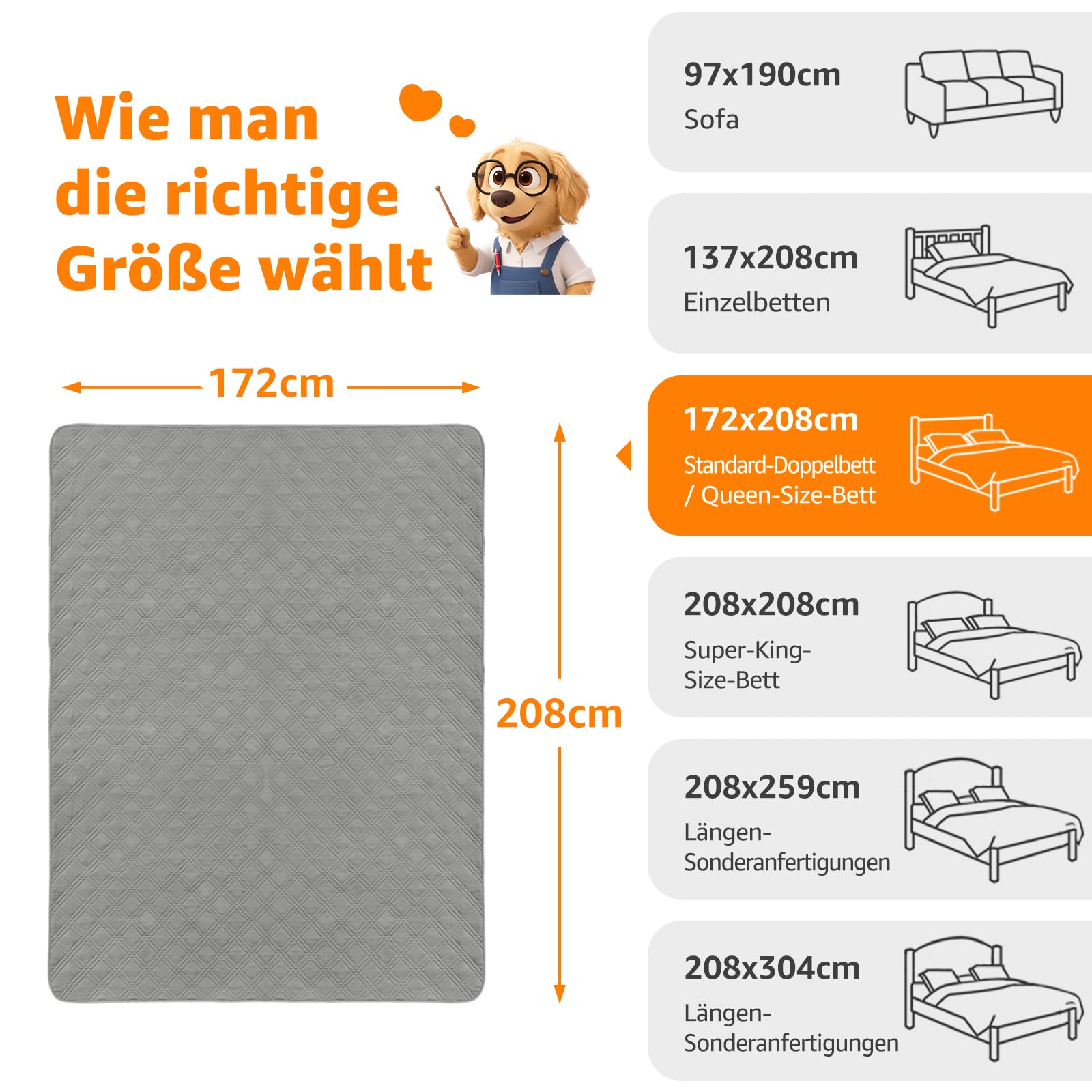 PICK FOR LIFE 172 x 208 cm mantas impermeables para perros, manta extra grande y lavable para mascotas, manta antideslizante para cachorros, proporciona una cobertura completa y protección para su