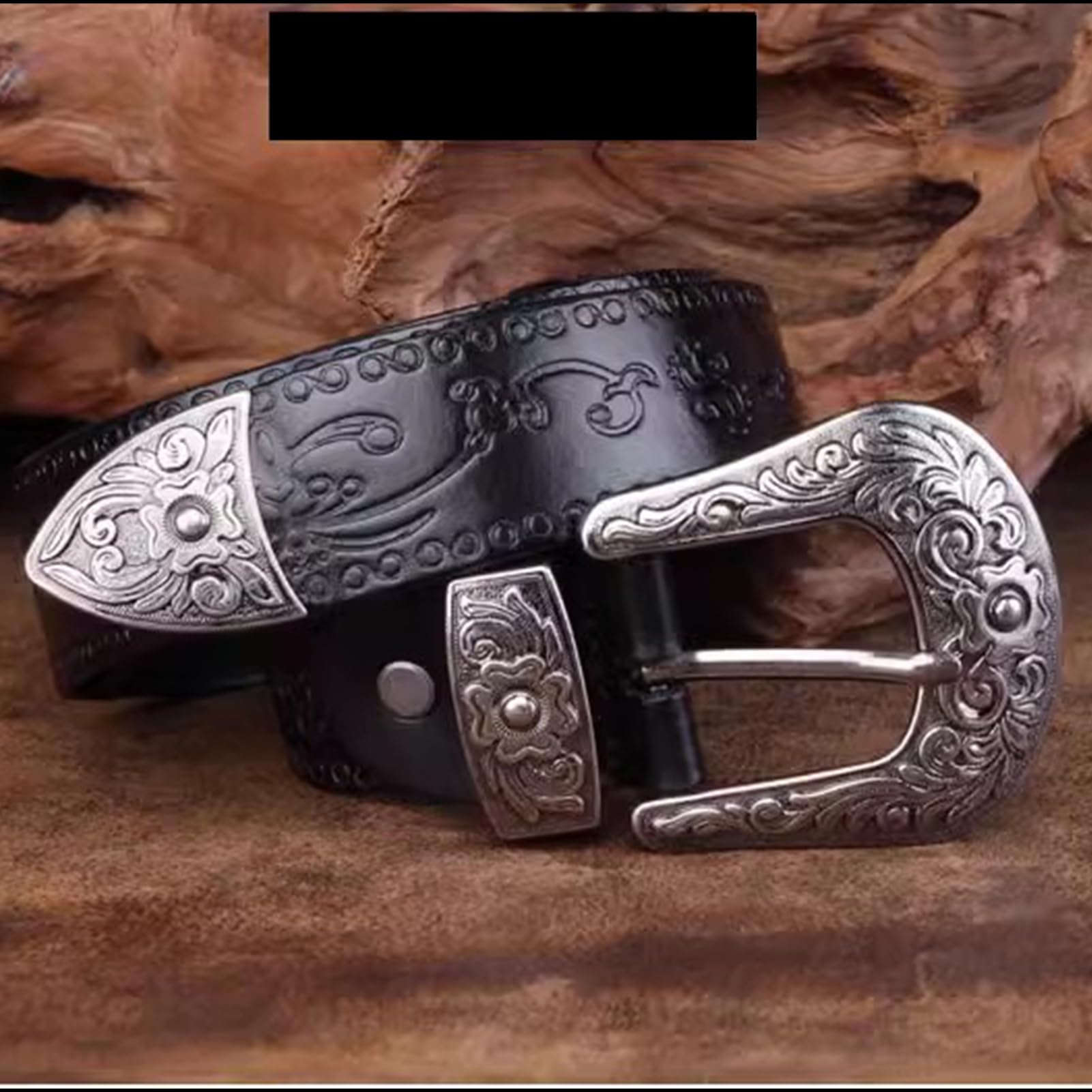 Cintura Western Country In Vera Pelle Con Grande Fibbia Vintage, Rilievo Floreale Per Cowboy Cowgirl E Jeans, Larghezza 35 Mm