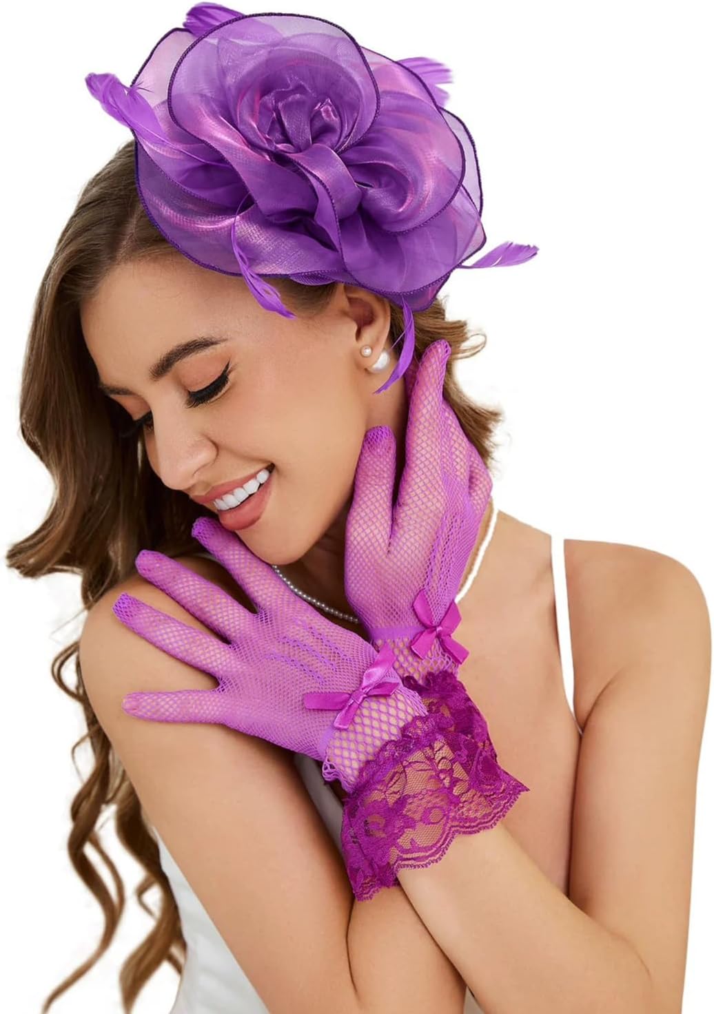 GurZinn Fascinator Hat Veil Feather Fascinator Tea Party Bridal Wedding Veil Pillbox Hat
