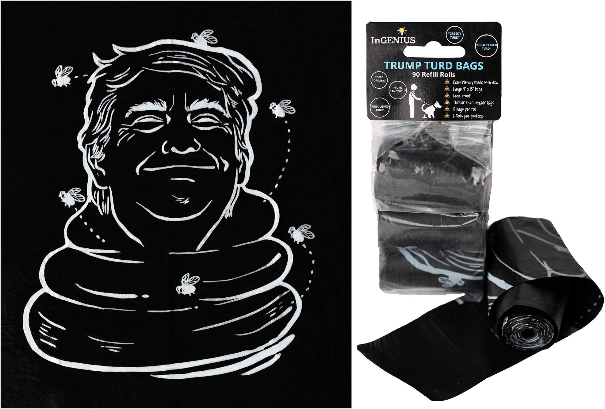 FOOWIN Trump Poop Bags Donald Trump Dog Waste Bags 90 Refills Anti Trump Gift - NOT Just a Novelty Gift