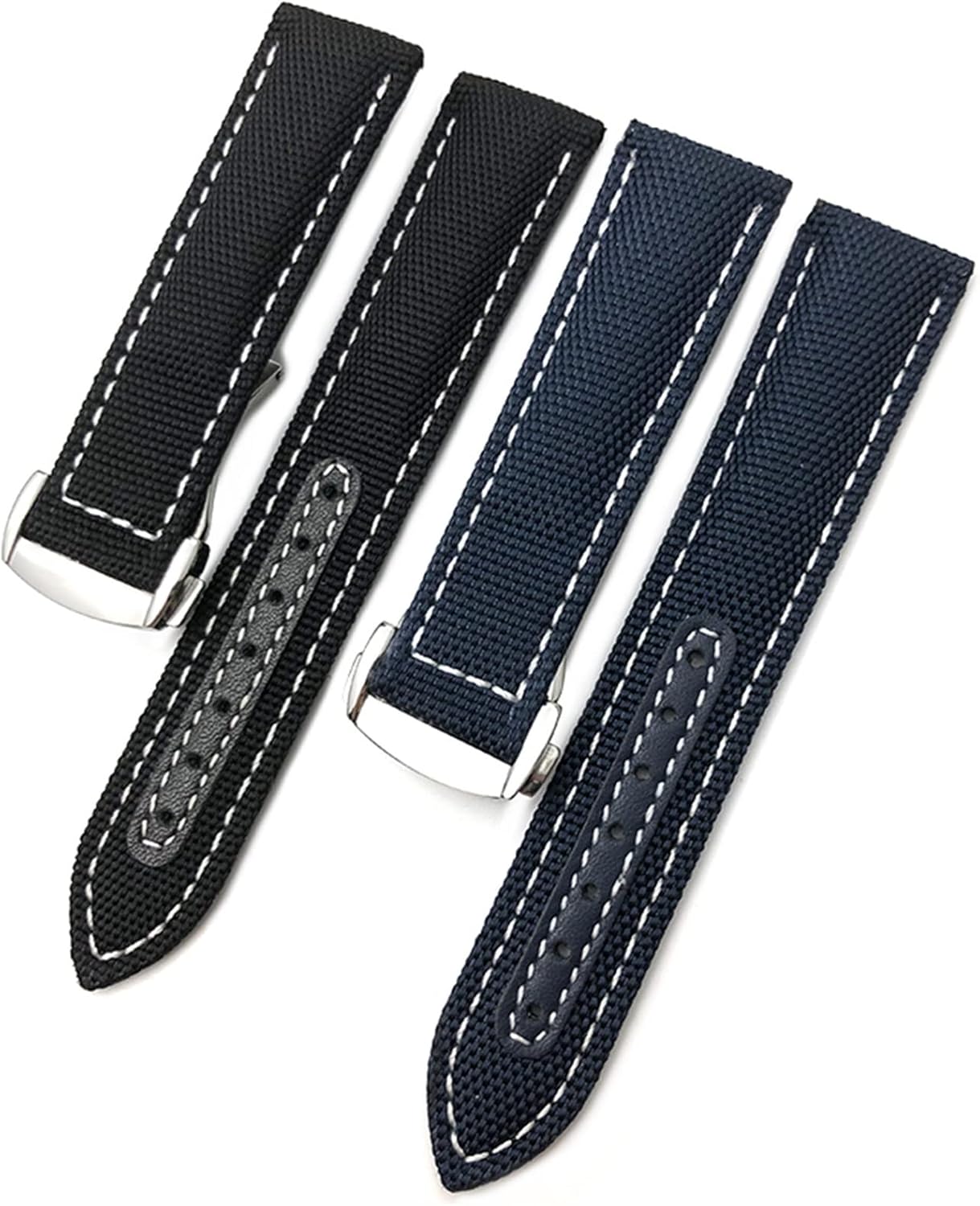 [LOYUBNC] 19mm 20mmナイロンキャンバスウォッチストラップオメガ300 AT150ファブリックアクアテラ150ブルー