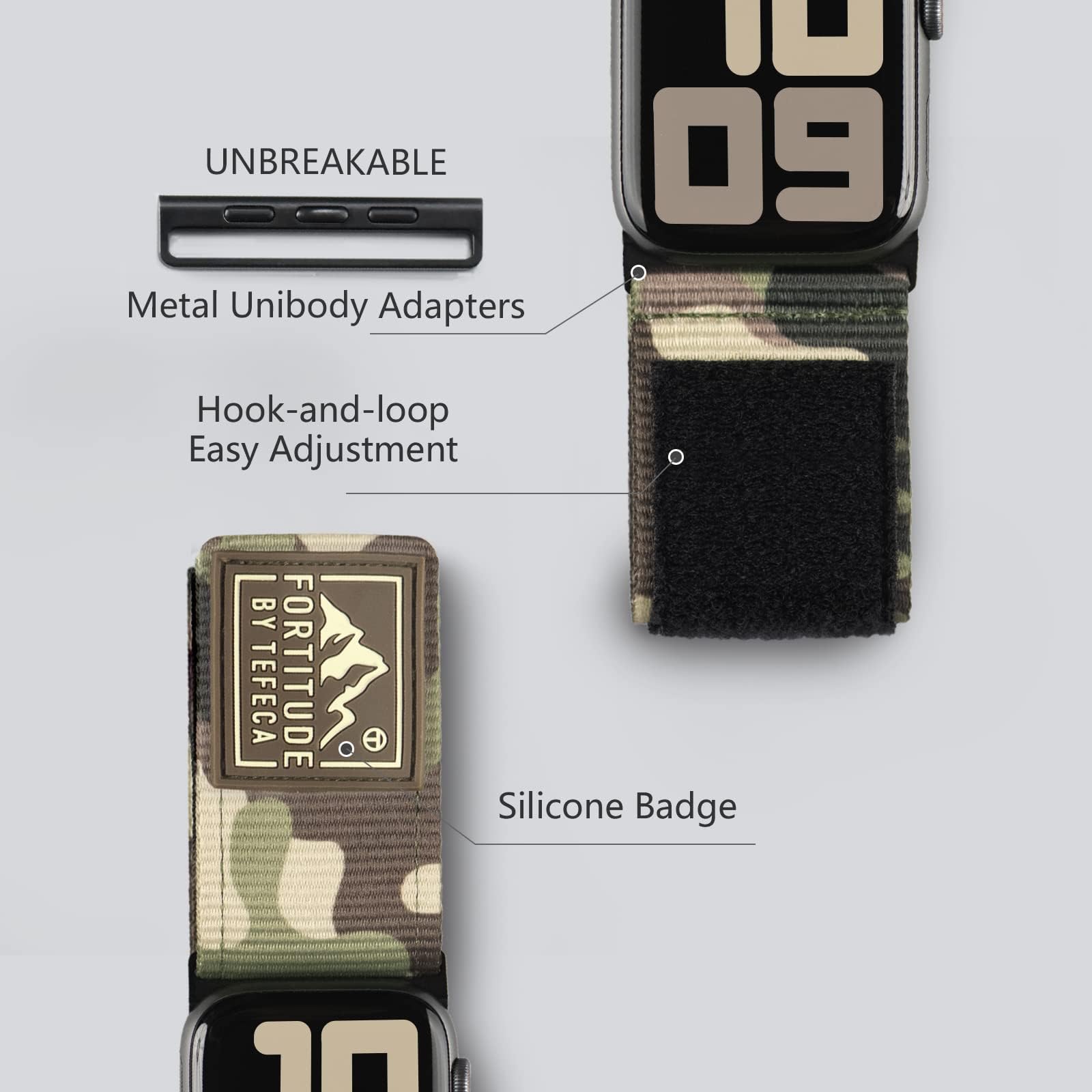 Tefeca Fortitude Series Ultrawide Band Compatible with Apple Watch Ultra/Ultra2 Series 9/8/SE2/7/6/SE/5/4/3/2/1(Camo - Image 2