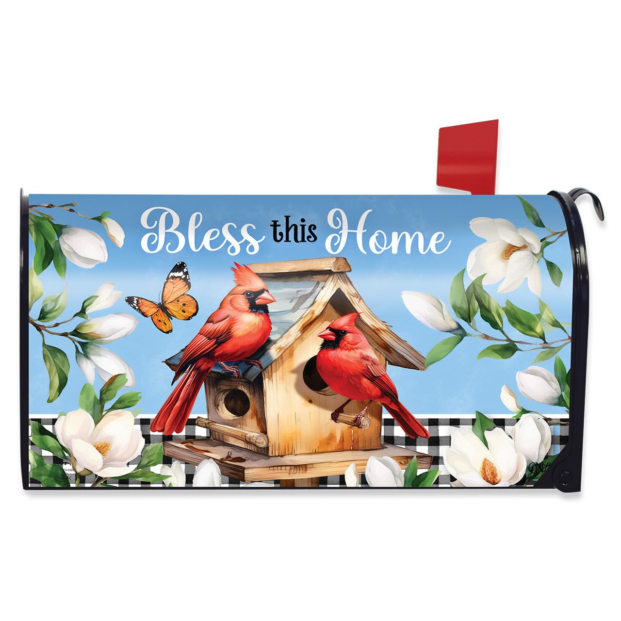 Festive Reindeer Christmas Mailbox Cover – Oversized Magnetic Design For Large Steel Mailboxes (Fits 8" X 21") – Holiday Decor By Briarwood Lane