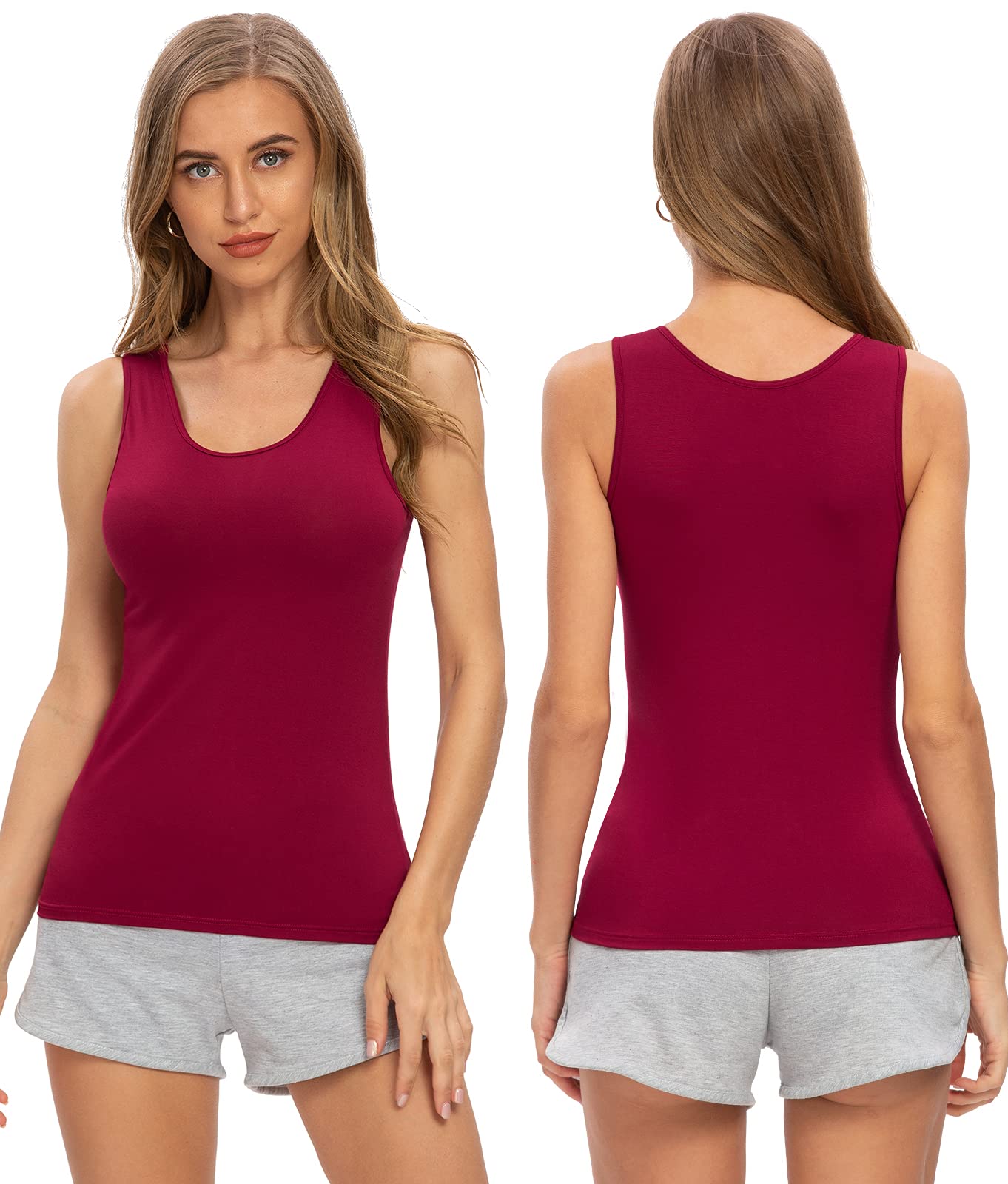 Ymmchy Tank Tops für Damen Unterhemd Stretch Workout Tops 4-er Pack