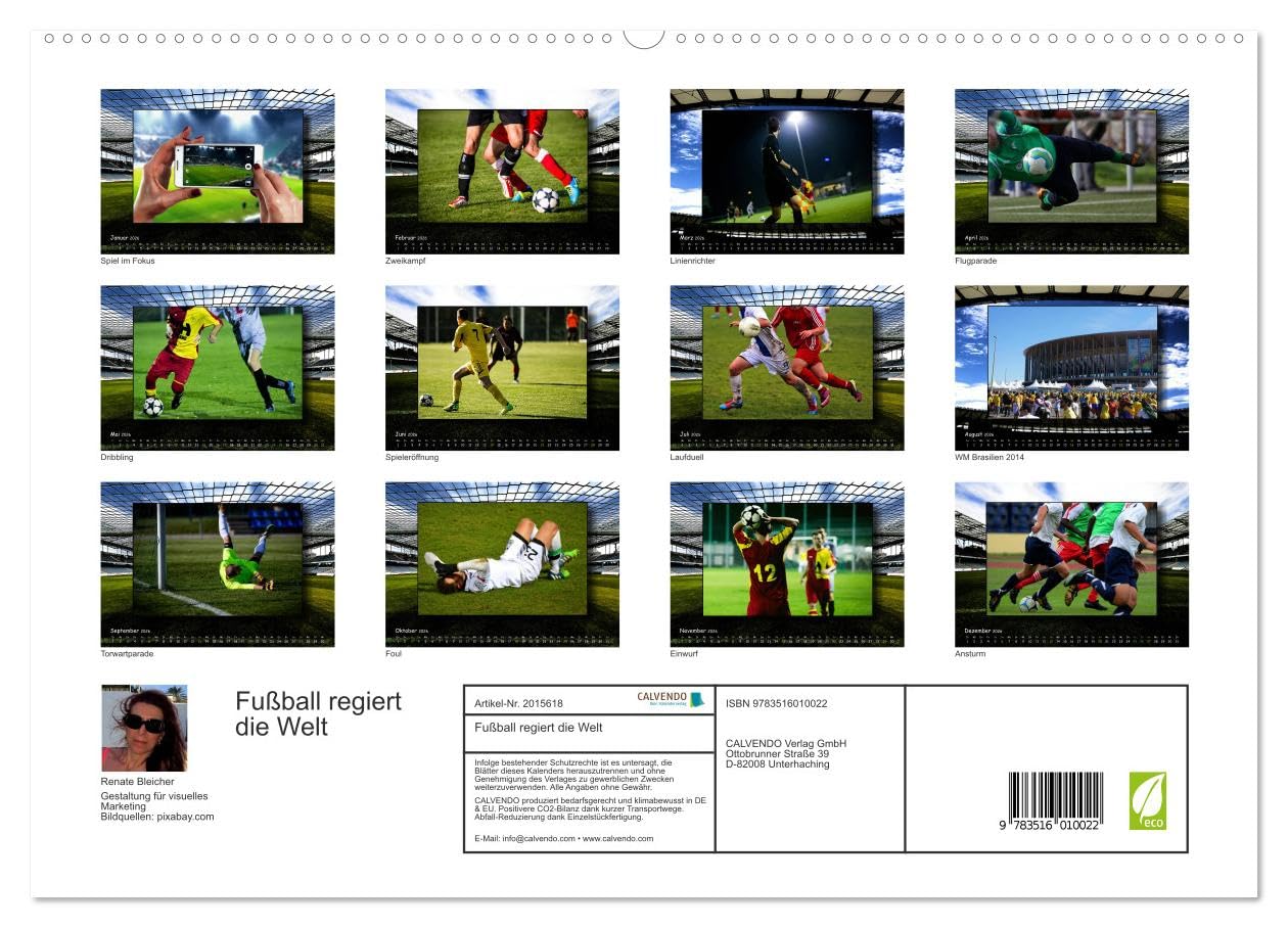 Fußball regiert die Welt (hochwertiger Premium Wandkalender 2026 DIN A2 quer), Kunstdruck in Hochglanz: Impressionen rund um den grünen Rasen (CALVENDO Sport)