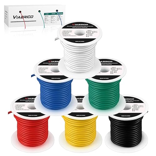 VIABRICO 18 Gauge Wire - 600FT, 100ft Spool, 6 Colors, Copper Clad Aluminium, Low Voltage, Hookup Wire Kit for Breadboard/Automotive/DIY/Battery