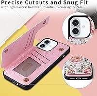 Vista 167 de UEEBAI Funda tipo cartera para iPhone 15 Pro Max con tarjetero, cubierta de cuero PU con soporte, bloqueo RFID, doble cierre magnético, relieve