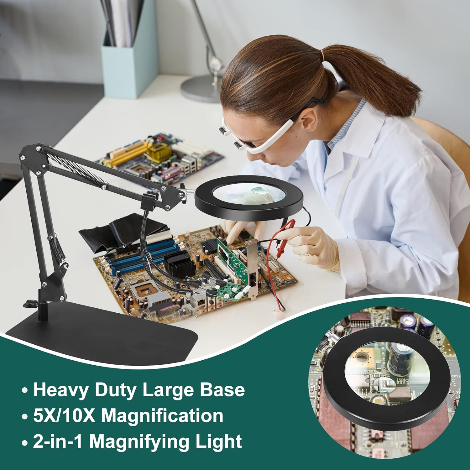 Jewelry Pliers 8Pcs Set, Jewelry Making Tools, Mini Precision Pliers Kit with Wood Pallet, Magnifying Glass with Light Toolour 5X&10X Lighted Magnifying Glass with Stand, 3-in-1 Magnifying Desk Lamp