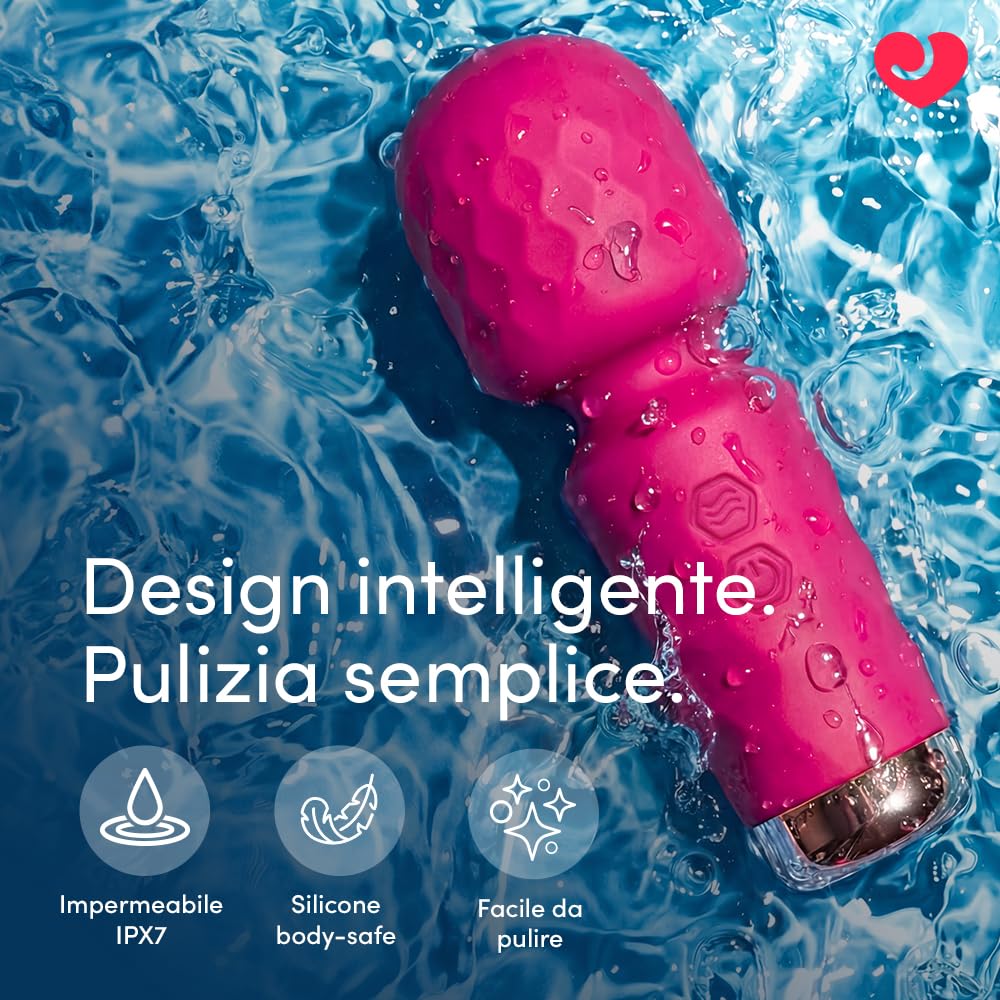 Lovehoney Mini Wand Massaggiatore Vibratore donna | Piccolo Stimolatore femminile per Clitoride Capezzoli Zone Erogene | 10 modalità Ricaricabile & Impermeabile | Massager Sextoys Vibratoreper coppie